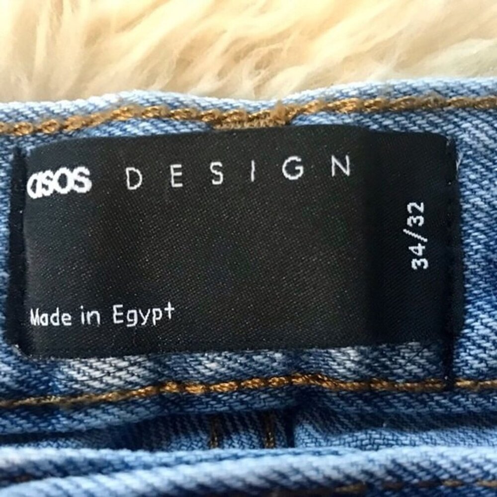 ASOS DESIGN Men's Straight Leg Baggy Medium Wash Jeans Button Fly. Size 34/32 - Picture 5 of 10